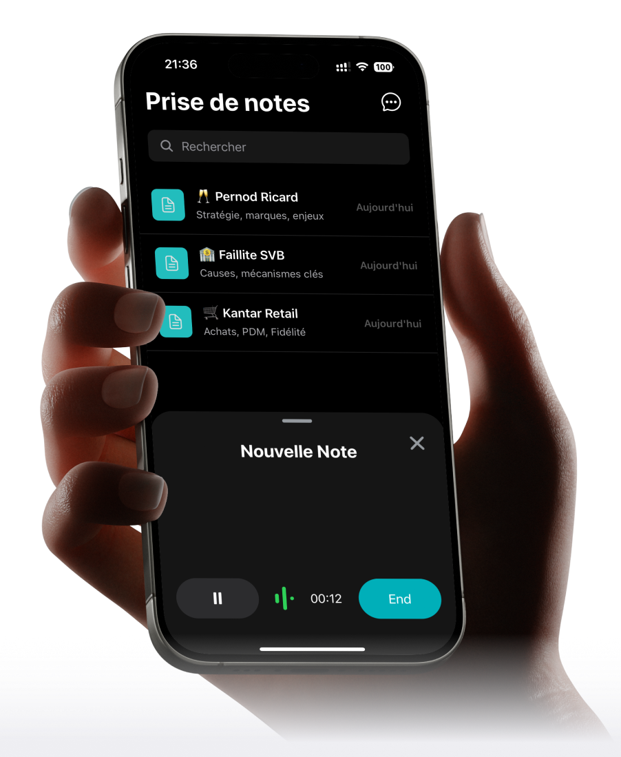 Hand holding phone with Rekap app